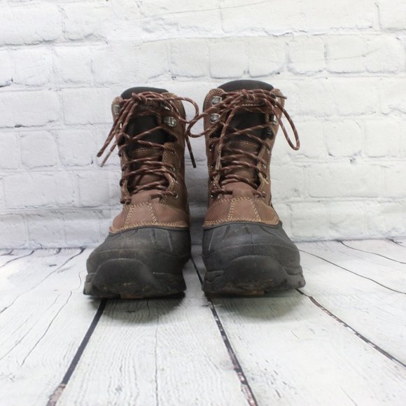 LL Bean Storm Chaser Brown Leather Insulated Winter Boots Size 8.5 M - Picture 4 of 9